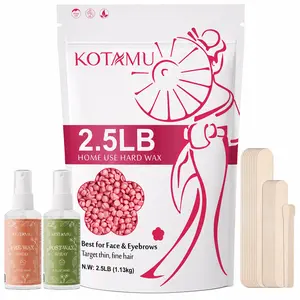 KOTAMU Pink Hard Wax Beads 2.5lb for Hair Removal, Sensitive Skin Formula, No Strip Needed, Brazilian, Bikini, Face, Eyebrows, Legs, Underarms, At-Home Waxing Hard Wax Kit Body Care