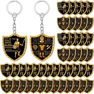 Sureio Christian Put on The Whole Armor of God Religious Gifts for Men Bulk Keychain Military Knight Favor Gift