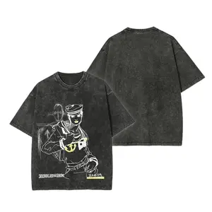 Josuke Higashikata T-shirt Short Sleeve Cotton Unisex Retro Acid Wash Tee