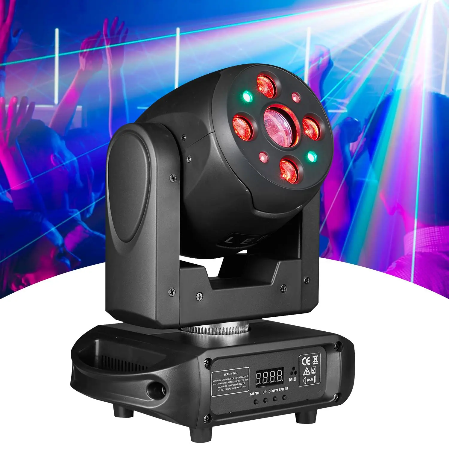 Flashback Events 120W Sharp Beam Moving Head DJ Light with Multicolor LED Lighting, Ideal for DJ Clubs, Weddings, Festivals, Commercial & Home Entertainment Venues