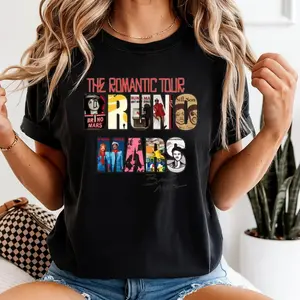 Bruno The Hooligan Romantic Tour Unisex T-Shirt, Colorful Bruno Name Collage Design, Great Gift Idea for Music Lovers