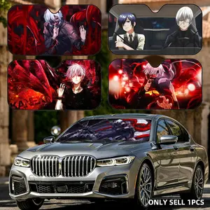 Anime T-Tokyo Ghoul cool Sun Visor Car Windshield Sun Shade UV Block Heat Insulation Reflective Cover Keeps Interior Cool Protects Dashboard Foldable Easy Storage Universal Fit for Car SUV Truck Summer Must-Have