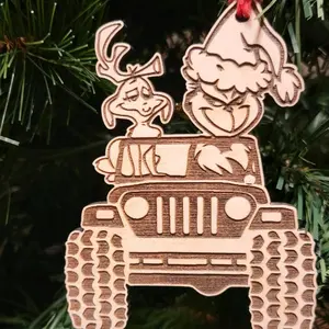 Grinchin Jeepin Christmas Ornament