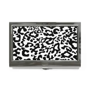 Black White Leopard Business Card Holder | Metal Case