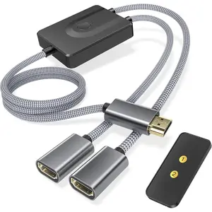 HDMI Switch 2 in 1 Out with Remote Control 3.3FT (Not A Splitter),4K@30Hz Bidirectional HDMI Switcher Cable,Male to Dual Female Cord for PS5 PS4,Xbox,PC,Laptop,FireStick,TV,Projector