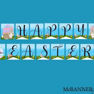 Happy Easter Pennants Printable Banners