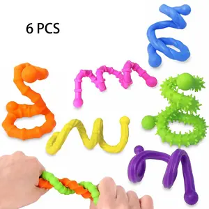 6PCS Silicone Textured Fidget Sensory Sticks, Valentine Crads, All Ages Anxiety Relief Toys, Autism ADHD Friendly, Classroom Prize & Calm Down Corner Supplies
