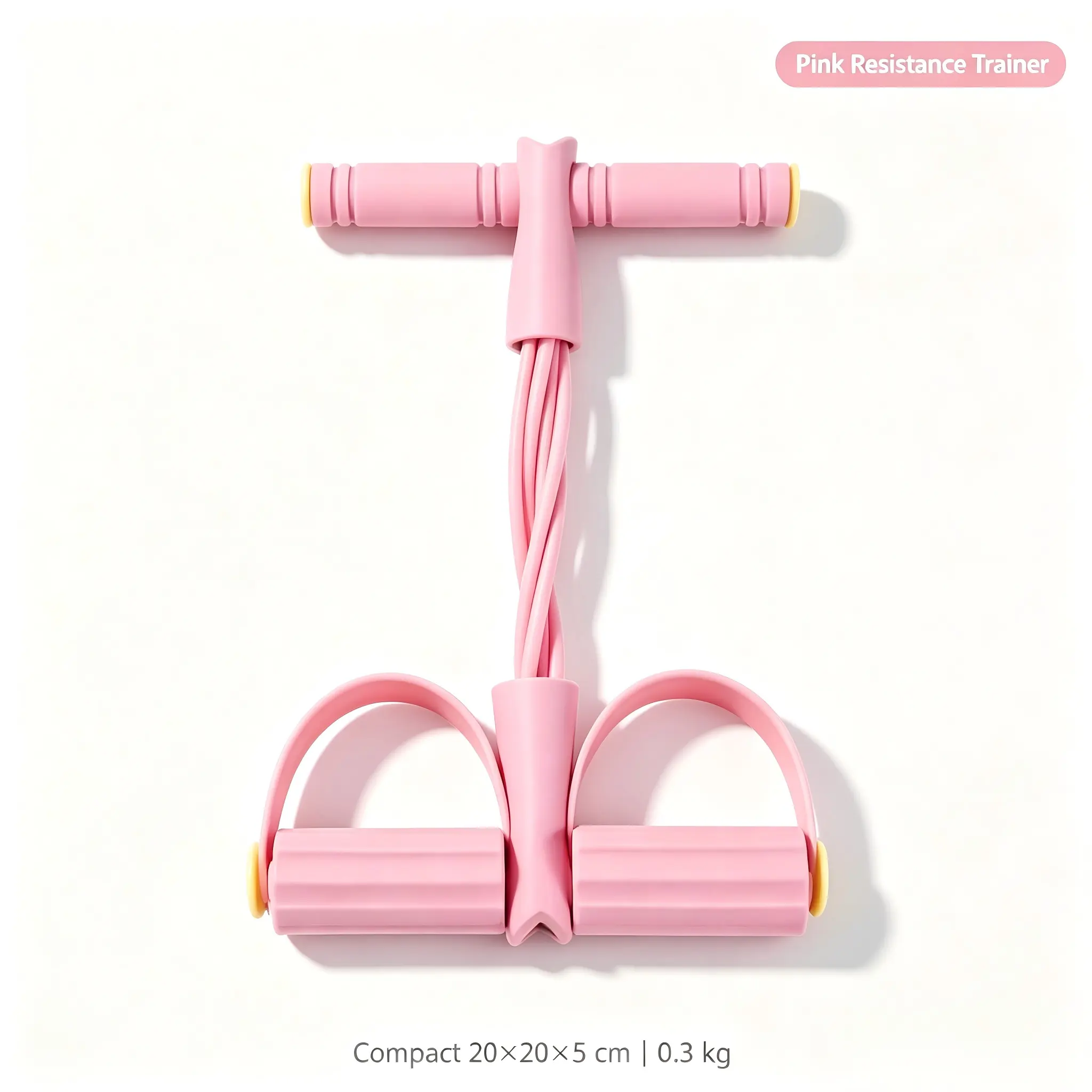 Multi-Tube Pedal Resistance Trainer - Compact Lightweight Home Yoga & Pilates Equipment, Thick Latex Pull Rope with Non-Slip Grips, Stable Loops for Arms, Legs, Back & Glute Strength