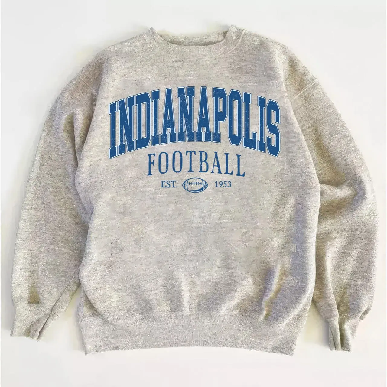 Indianapolis All Teams Football Unisex Crewneck Sweatshirt, Classic Sport Style Ash Grey Cotton Pullover
