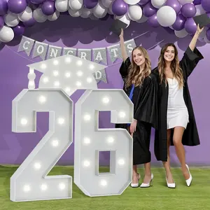 Graduation Decorations Class of 2026 3FT Light up Large Numbers 26 Pre-cut Foam Board Balloon Number Sign Graduate Ornaments for Party Fits Kindergarten Preschool Senior High School College