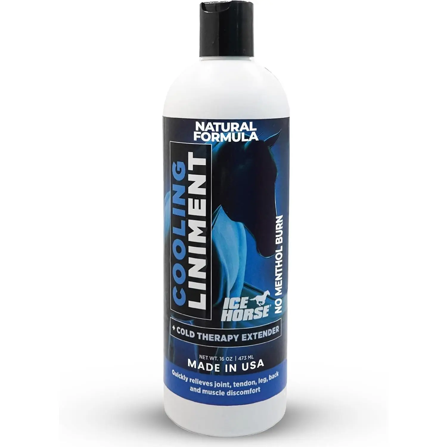 Ice Horse Cooling Liniment Gel for Horses – No Burn or Blister Formula with Arnica, MSM & Calendula – Competition Safe Horse Liniment for Sore Muscles & Joints – Odorless & Colorless Muscle Gel (16oz)
