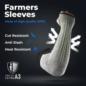 Cut Resistant Gardening Sleeves with Tumb Hole, Protective Arm Sleeves for Yard Work, Kitchen, Arm Guards for Biting, Pet Grooming, Gardening Gifts for Women, Green, 1 Pair