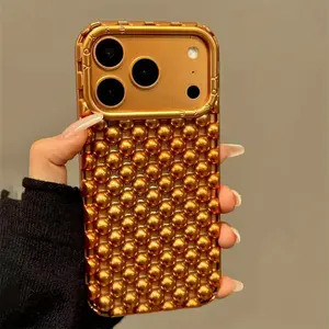 Phone Case - Soft Phone Case with Luxury Electroplated 3D Beads, Designed for Heat Dissipation, Compatible with Iphone 17Promax, 17Pro, 17, 16, 15, 14, And 13 Pro Max, Featuring a Shockproof Bumper And Back Cover