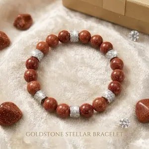 Ember Stardust Bracelet - Stretch Beaded Bracelet with Ember Sparkle Beads & Silver Crystal Spacers, 7 Inches, Lightweight & Comfortable