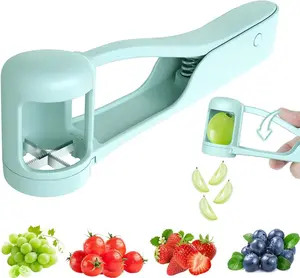 Grape Cutter for Toddlers 1-3 - Stainless Steel Baby Fruit Slicer Safe & Easy Grape, Cherry Tomato, Strawberry, Blueberry Cutter - Lightweight Kitchen Gadget for Fruit Salad & Cake Decor