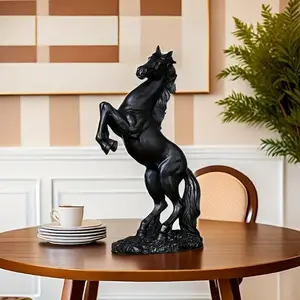 [Elegant Horse] 1pc Elegant Horse Sculpture - Resin | Realistic White, Golden, and Black Stallion Designs, Ideal for Home, Office, or Bar Decor Indoor/Outdoor Use, Decoration, Artistic Design, Durable Sculpture, Deco