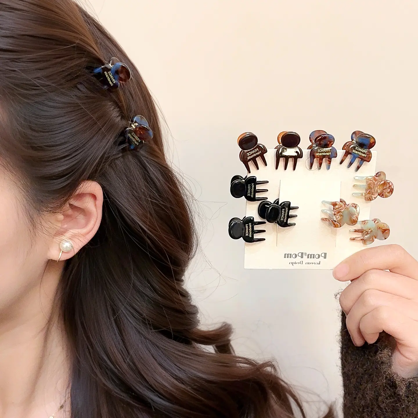 10 pcs Acetate Material Acetate MaterialSmall Acrylic Hair Claw Clips, Tortoise Shell Mini Jaw Clips, Non Slip Hair Clips for Women Vintage France Style Mini Hair Claw Clips, Small Non Slip Hair Clips for Bangs & Half Updos