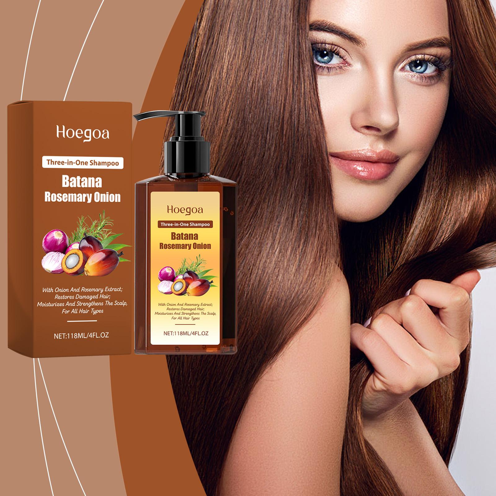 Hoegoa 3-in-1 Nourishing Hair Shampoo with Batana Rosemary Onion for Cleansing Nourishing Moisturizing and Softening Hair 118ml
