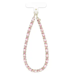 Pink Pearl Leather Chain Phone Charm