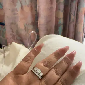 CICI GEMS 1CT Trilogy Moissanite 3-Stone Ring Set Classic for Women Wedding Set D VVS1 Stackable Band 18K Gold Plated Lab-Created Hypoallergenic Engagement Promise Anniversary Gift Fine Jewelry R1