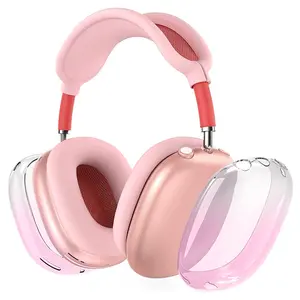 Silicone protective case for AirPods Max 2 headphones, transparent soft TPU earflap cover/ear pad protective cover/headband cover suitable for AirPods Max 2/1 (2026/2024/2020), transparent accessory for Apple AirPod ax, pink