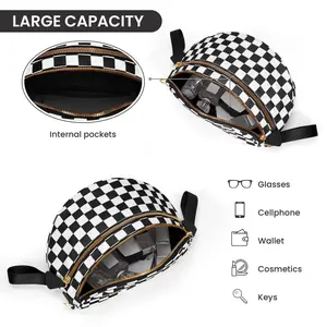 Black and White Check Nylon Waist-Friendly Waist-Roomy Design-Holds Essentials-Crossbody-Shoulder-Adjustable Strap, checkered belt bag