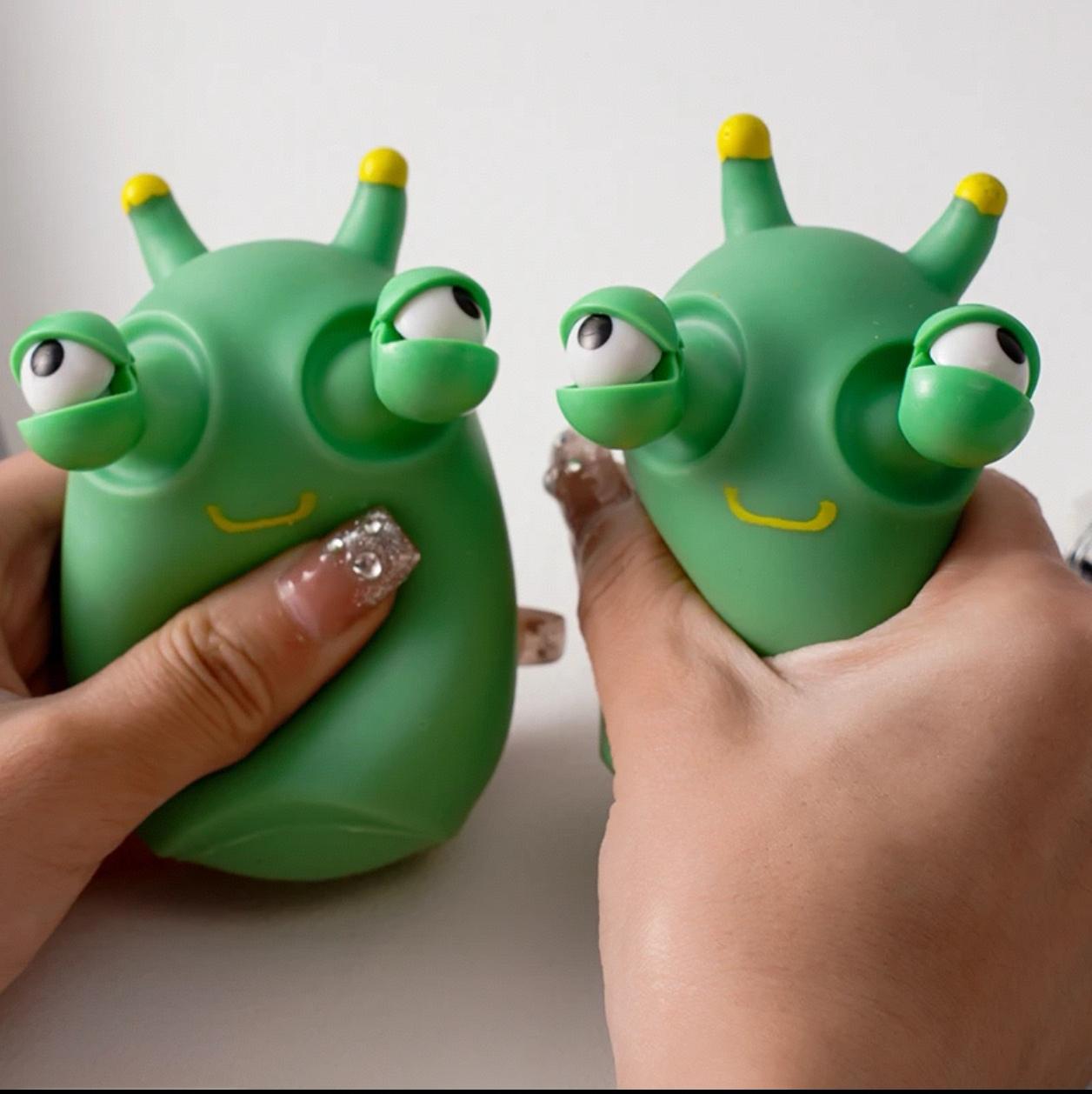 1 Pc Eye Popping Caterpillar Squeeze Toy Funny Stress Relief Fidget Prank Toy for Adults