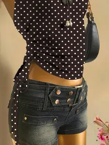 Women's Casual Drawstring Tie-Front Cropped Tube Top