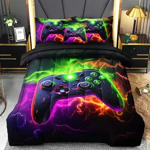 Full Gamer Bedding Sets for Boys Teen, 4 count Full Size Gaming Comforter Set for Boys Full Szie Bedding Set