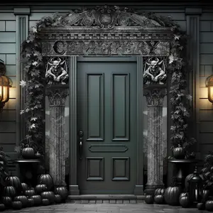 3 Pcs Halloween Cemetery Archway Halloween Cemetery Banners Gothic Outdoor Banners Sign Banner Decorations for Outdoor Party Supplies
