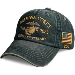 Men's Marine Corps 250th Anniversary Commemorative Baseball , 250th Anniversary Tribute Washed  Retro Marine Corps Veteran  4-pack men modern cap
