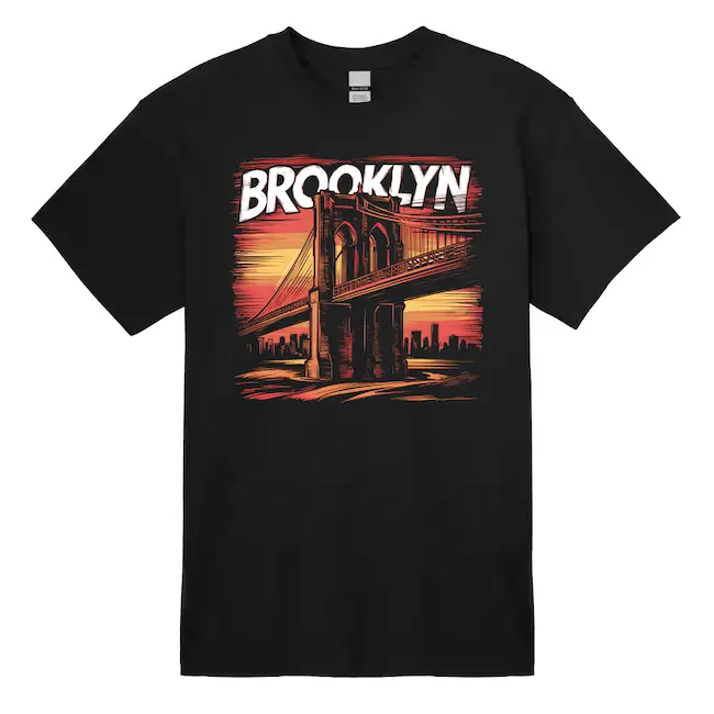 Heavy Cotton Sunrise Brooklyn Bridge T Shirt (6 Sizes)[4 Colors]