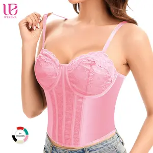 Werena Lace Corset Tops Underwire Camisole with Adjustable Straps & Back Hooks Shaping Waist Bustier Tops for Women Going Out Body Sculpting Compression Elegant