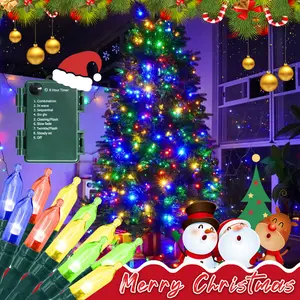 LOENDE Christmas Lights, Battery Operated String Lights 18ft 50 LED 8 Modes LED Mini Lights with Timer for Christmas Tree Wreath Party Home Indoor Outdoor Decor, Waterproof, Multi Color