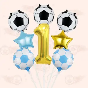 8 Pcs Soccer Theme Balloons Set with Numbers 1-9, Football Party Decor for Birthday & Victory Celebrations, Perfect for Sports Fans