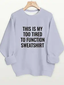 Plus Size Letter Print Women's Crew Neck Long Sleeve Sweatshirt, Loose Fit Graphic Pullover for Fall & Winter, Casual Fashion Top