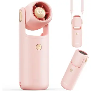 Portable Mini Handheld Fan - Rechargeable Personal Turbo Hand Fan with 5 Speeds, 17000RPM, 315? Adjustable, Pocket Fans for Makeup & Lash, Travel Essentials, Gifts for Women, Girls ()