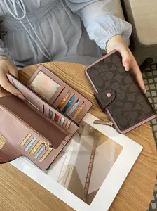Elegant Vintage Women's Long Wallet, Trifold Wallets, Three-Fold Multi-Card Slots Credit Card Handbag, Zipper Closure Phone Purse, Wallet Storage