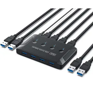 USB 3.0 Switch, Premium USB Switcher Computers Sharing 4 USB Devices for Keyboard Mouse Printer Scanner, Peripheral Switcher Box Compatible with Mac/Windows/Linux