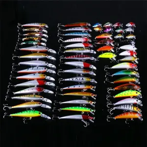 Durable Artificial Fishing Lure, 56pcs/set Mixed Color & Shape Fishing Lure with Hook, Durable Mixed Fishing Baits for Outdoor Fishing