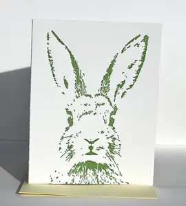 Easter Bunny Card | Green Letterpress Easter Card