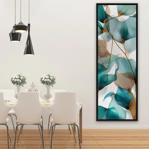 212 MAIN Framed Wall Art Print - 20x60 in. Teal-Brown Artwork, Stylish Home Decor, Ideal for Room Display, Home Supplies