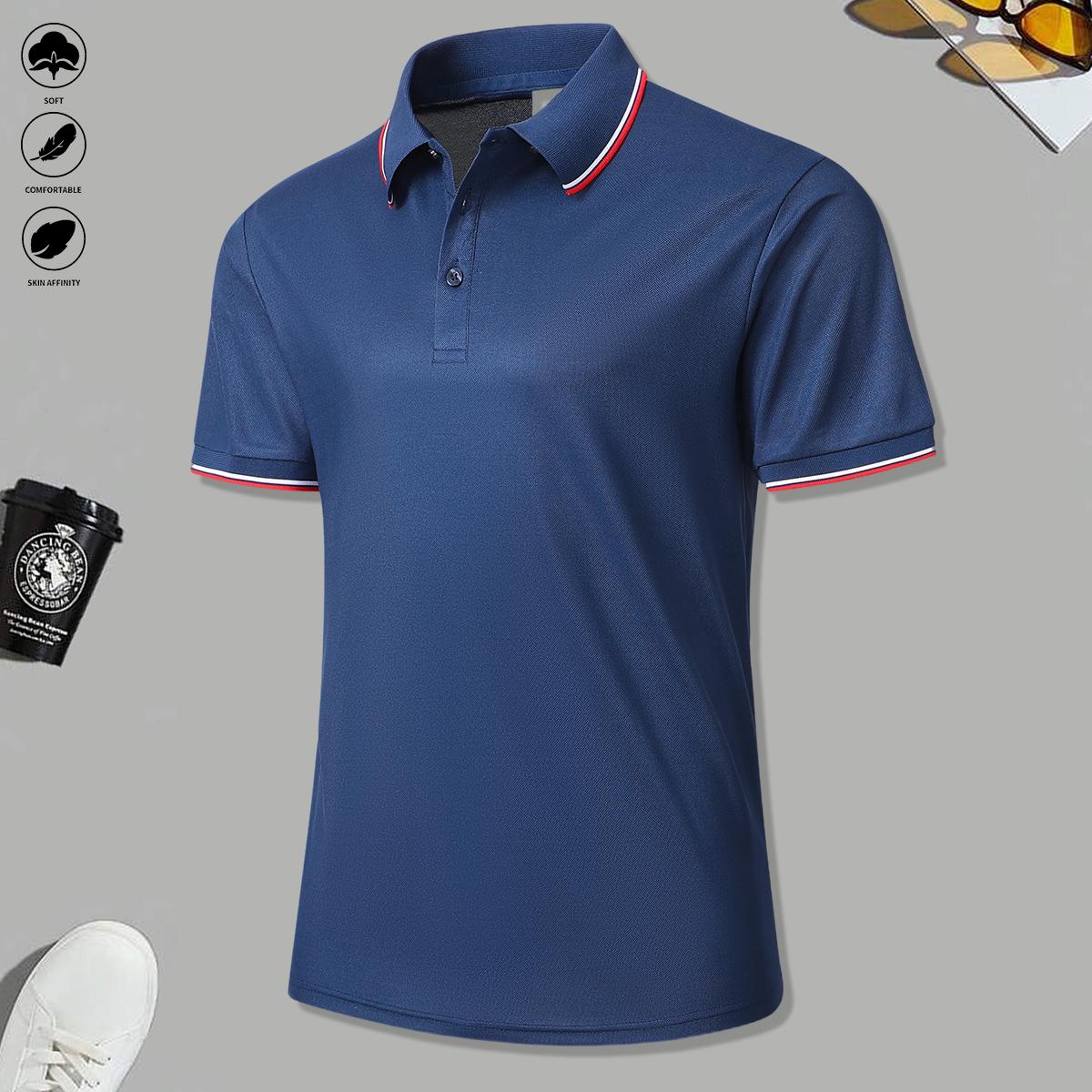 5 Men's Breathable Hygroscopic Work T-Shirts Casual Top Golf Shirt Sports T-Shirts - Suitable for Summer and Spring Wear