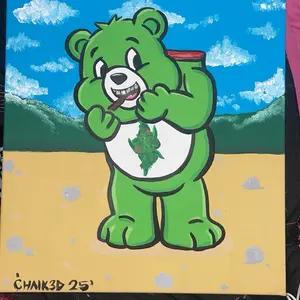 Dank Bears Painting - Green Bear with Cigar and Plant - Chaik3D 25 Artwork