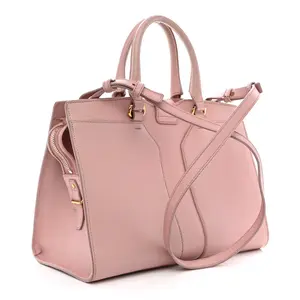 Pre-owned Yves Saint Laurent Leather Tote Bags Textured Calfskin Cabas ChYc Light Pink J0034
