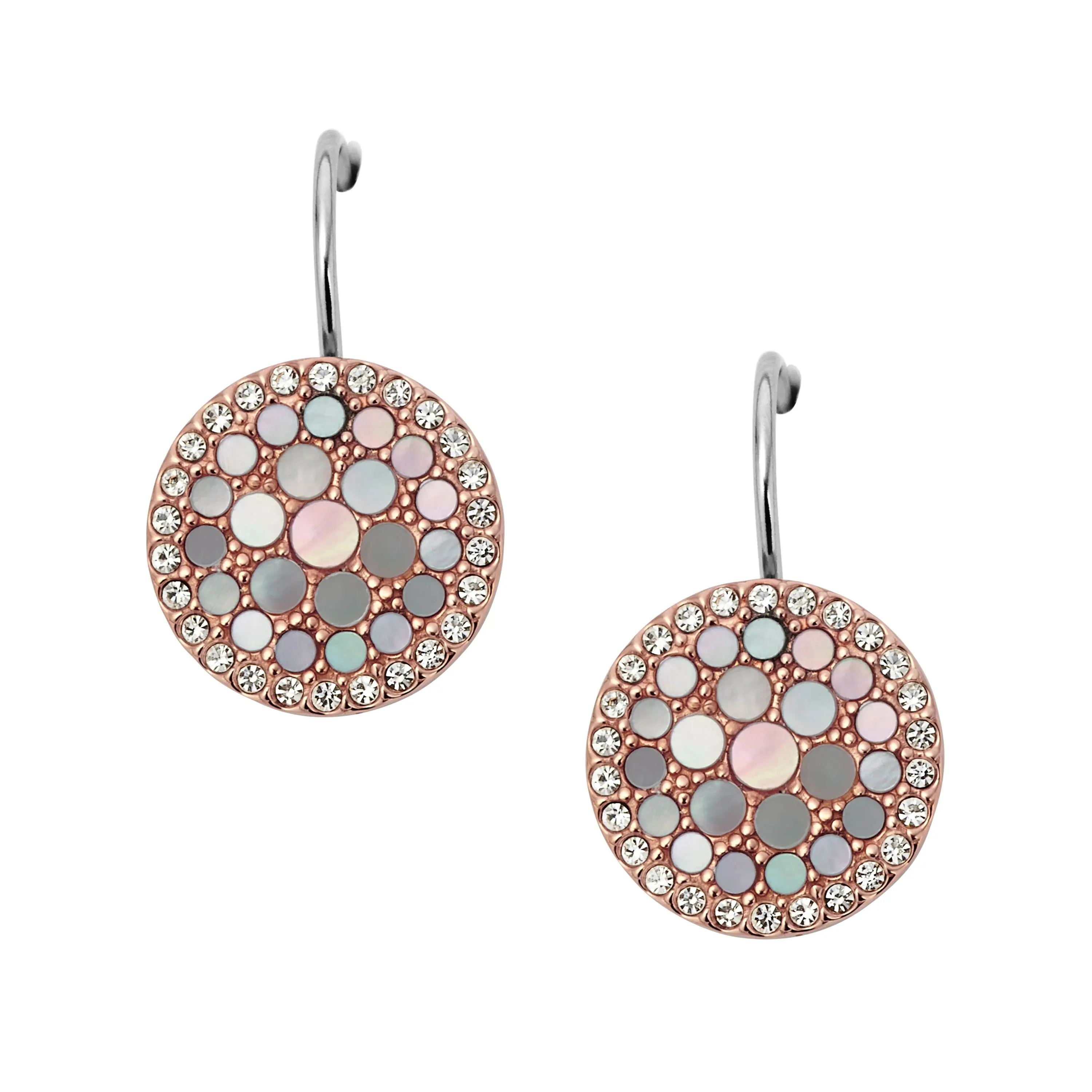 Fossil Women's Merrit Mosaic Mother-of-Pearl Iconic Gltiz Drop Earrings