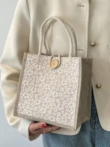 Linen Canvas Bag, Tote, Fashion Tote Bag, Large-Capacity Minimalist Tote, Adjustable Strap, Portable Casual Storage, Multifunctional Shopping Bag