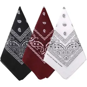 3 Pack Pure Cotton Paisley Pattern Bandanas Face Mask Square Scarf Headwear