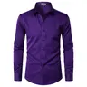 ZEROYAA Men's Long Sleeve Button-Down Formal Dress Shirt - Modern Slim Fit, Wrinkle-Free, Elegant Smooth Satin Drape Fabric, Dressy Tops for Corporate Office, Going Out Wear,sohochic