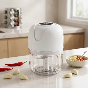 Mini Portable Veggie Press Chopper, Electric Garlic Chopper, 100/250ML Garlic Mincer for Garlic Onion, USB Chargeable Powerful Vegetable Chopper(White 250ml cup)   kitchen tiktokshopspringglowup